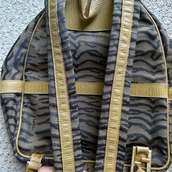 Fendi Black and Gold Zebra Print Backpack - Picture 2 of 8